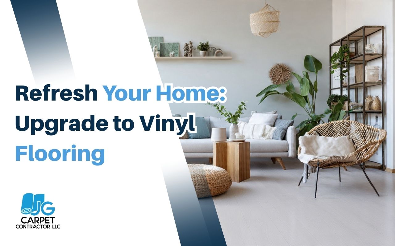 Upgrade to Vinyl Flooring in a bright living room with LVP planks for a clean, modern look.