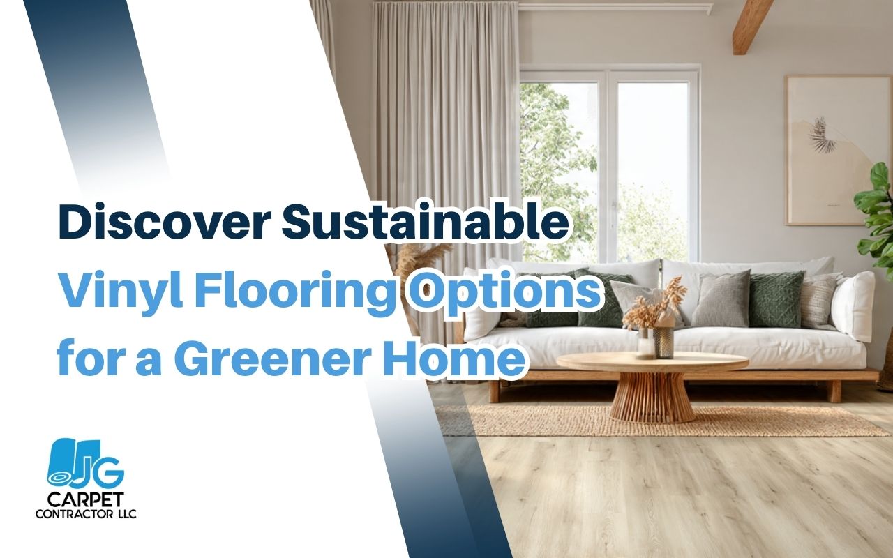 Sustainable vinyl flooring options in a bright living room with a modern eco-friendly design
