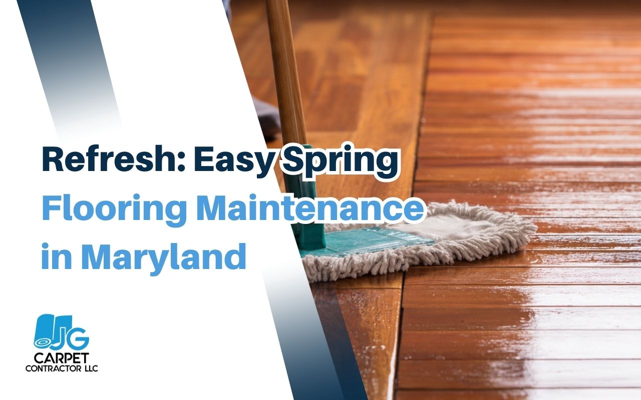 Vinyl floor care routine using a damp mop for spring flooring maintenance in Maryland