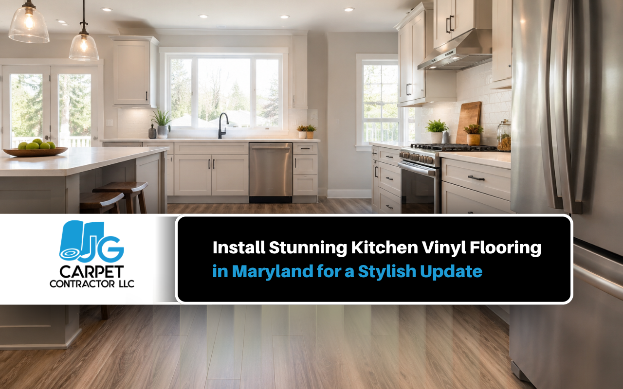 Kitchen vinyl flooring in Maryland with a clean wood-look finish