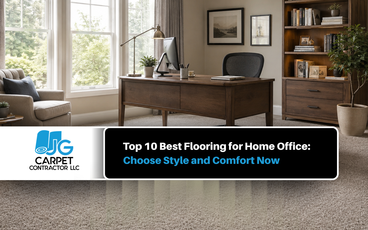 Best flooring for home office with soft carpet and a work desk