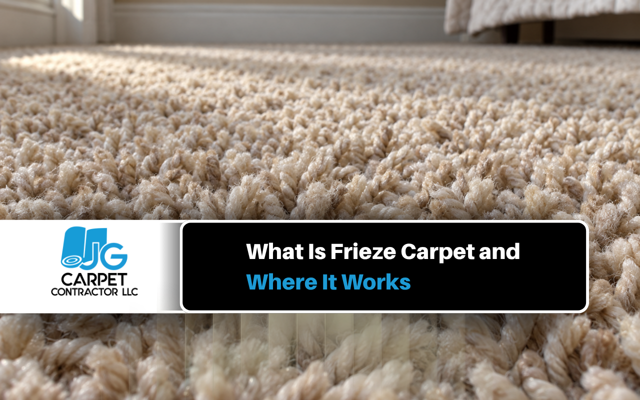 Frieze carpet with tightly twisted cut pile fibers