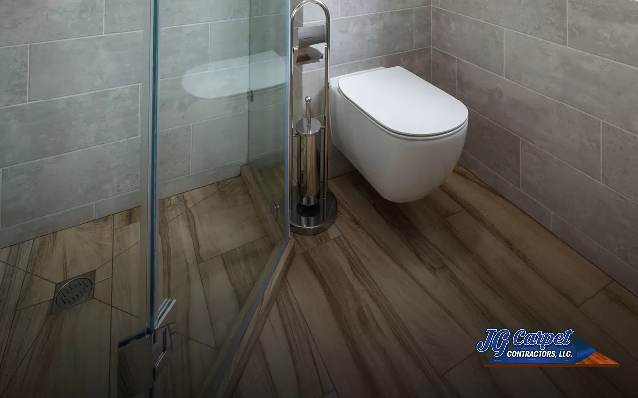 Water-Resistant LVT Flooring in a Modern MD Bathroom